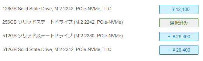 Lenovo thinkpad E595のストレージ