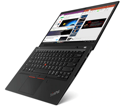 Lenov thinkpad t495sの外観・ほぼ180度に開くことが出来る