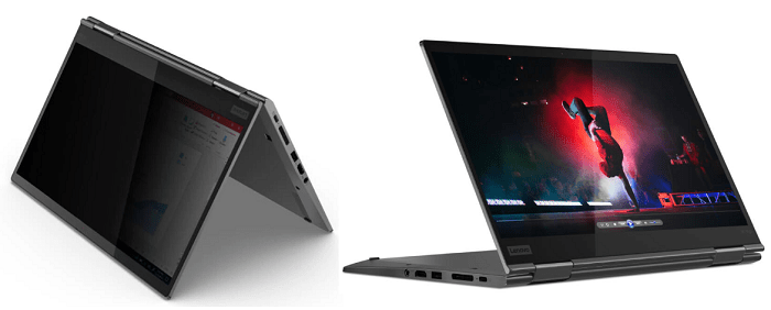 Lenovo ThinkPad X1 Yoga Gen 5・ThinkPad privacy guardをONにした状態とOFFにした状態の比較画像