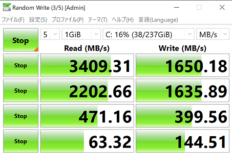 Lenovo Thinkcentre M70s Smal Gen 2のシーケンシャル速度