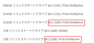 Thinkbook 13s gen 2のストレージ