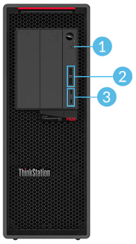 Lenovo thinkStation P620の前面インターフェイス