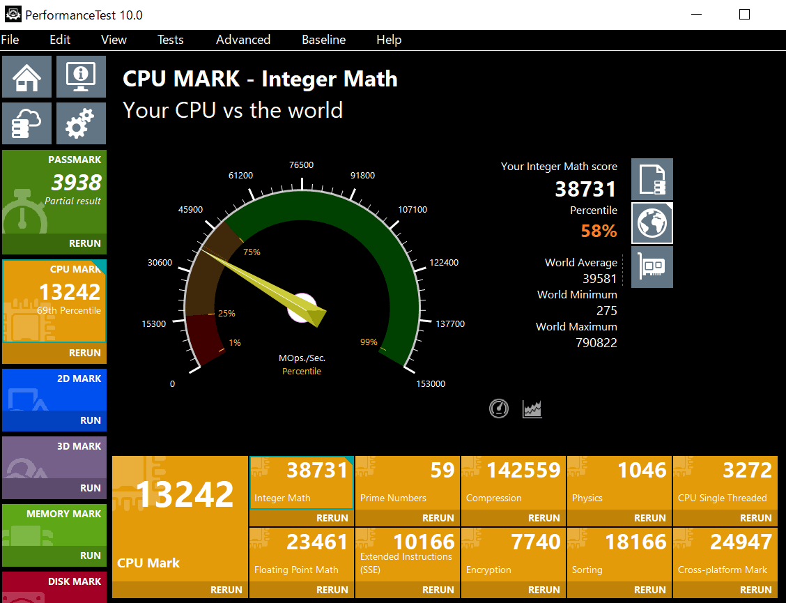 ThinkBook 13s Gen 2　Core i7-1165G7のCPU Passmarkスコア