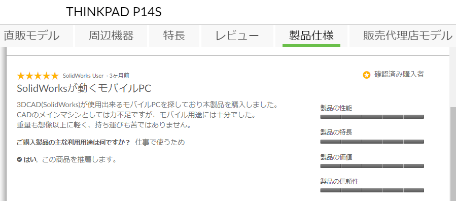 ThinkPad P14sのレビュー