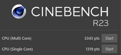 ThinkPad E14 Gen 2 core i3 1115G4のCinebench R23測定結果