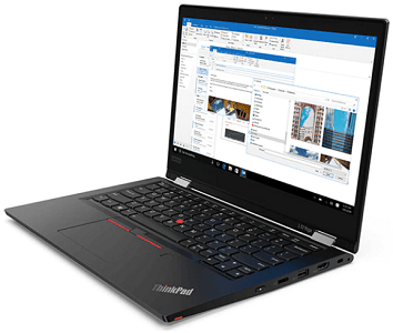 Lenovo ThinkPad L13 Yoga Gen 2の外観 右斜め前から