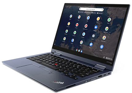 Lenovo ThinkPad C13 Yoga Chromebookの外観　右斜め前から