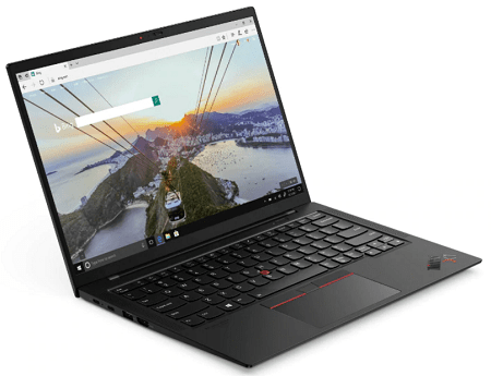 Lenovo ThinkPad X1 Carbon Gen 9の外観　左斜め前から