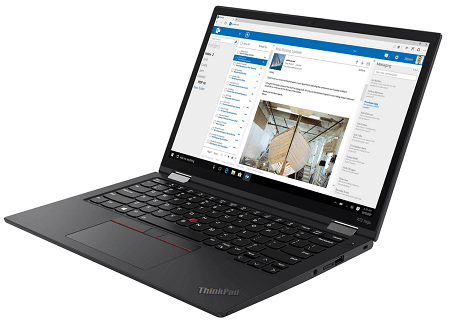 Lenovo ThinkPad X13 Yoga Gen 2の外観　右斜め前から