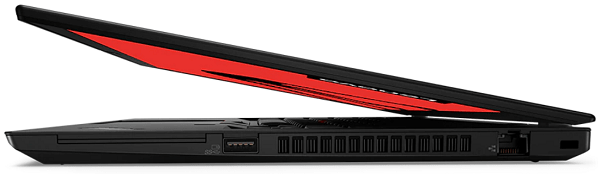 Lenovo ThinkPad P14s Gen2　半分開いた状態の右側面