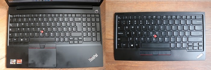 ThinkPad E15 Gen 2とThinkPad トラックポイントキーボード2の比較