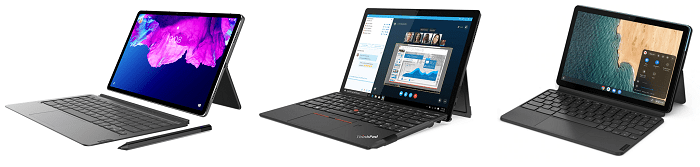 Lenovo Tab P11 ProとThinkPad X12 DetachableとIdeaPad Duet Chromebookの筐体比較