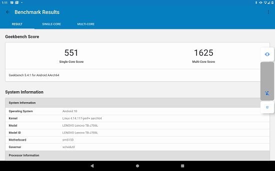 Tab P11 Pro geekbench 5