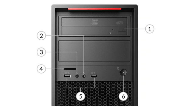 Lenovo Thinkstation P520C　前面インターフェイス