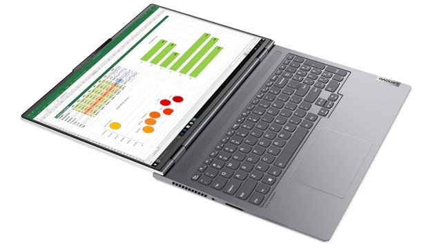 Lenovo Thinkbook 16p Gen 2 AMD ディスプレイを180度倒した状態