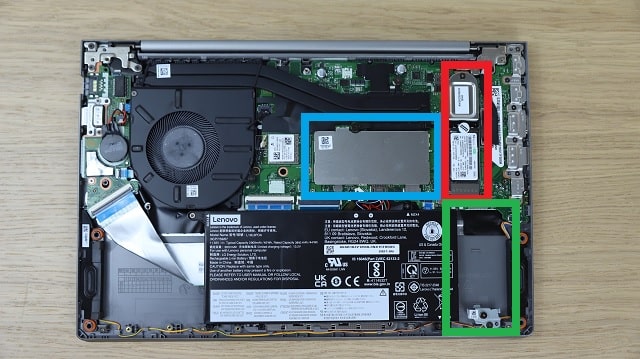 Lenovo Thinkbook 14 Gen 2の底面カバーの筐体内部