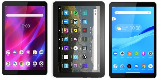 Lenovo Tab M8(3rd gen)と比較機種の筐体