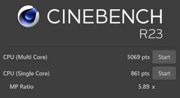 Ideapad flex 550 Ryzen 7 5700U Cinebench R23　最高パフォーマンス