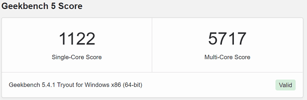 Ryzen 5 5500U Cinebench R23　メモリ24GB　GeekBench 5