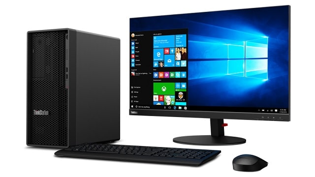 Lenovo Thinkstation P350 Tower 付属のキーボードとマウス、別売りのモニター