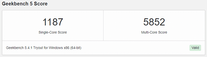 Lenovo ideapad slim 360(17) のGeekbench 5　ベンチマーク