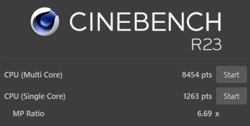 Windows 11インストール後のCinebench R23のスコア