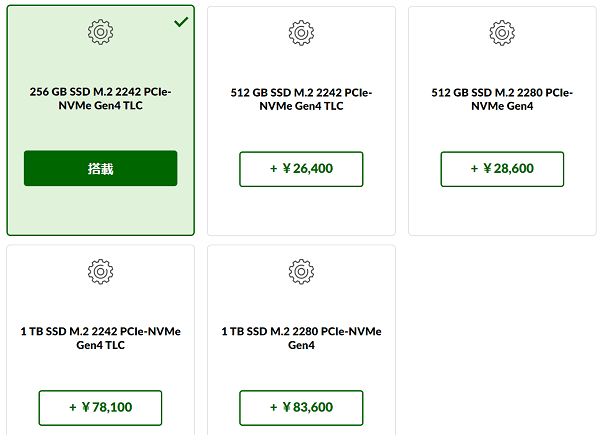 Lenovo thinkBook 13s Gen 4 Intel 搭載可能SSD