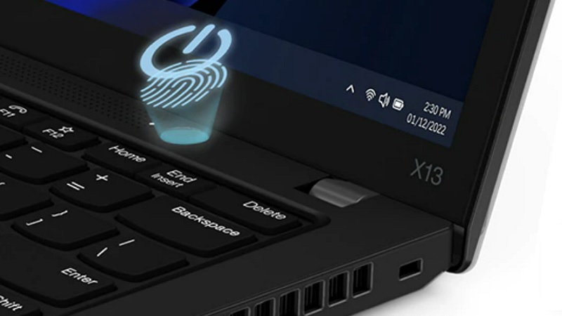 Lenovo ThinkPad X13 Gn 3 AMDの指紋センサー