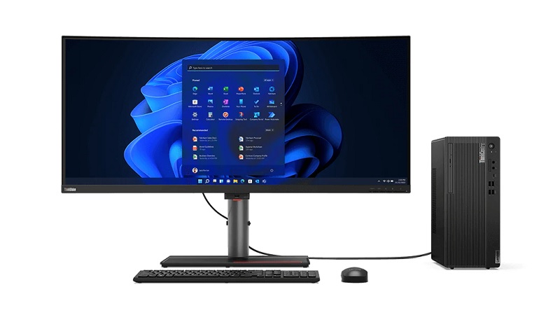 ThinkCentre M80t Tower Gen 3とモニター　正面 3