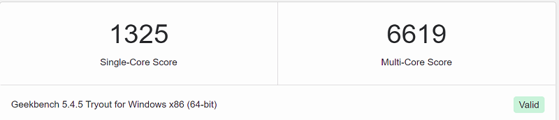 Core i5-1235U Geekbench 5の計測結果
