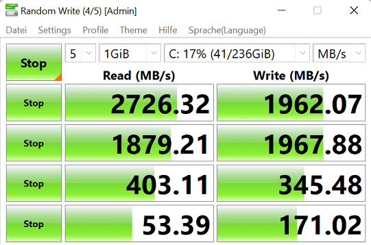 Lenovo IdeaPad Slim 370i 14 Intel シーケンシャル速度計測結果