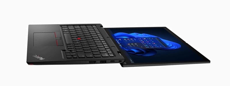 Lenovo ThinkPad L13 Yoga Gen 3インテル ディスプレイを180度開いた状態