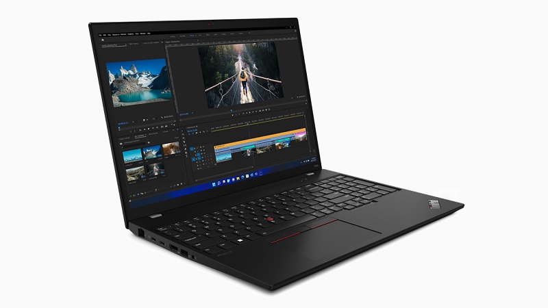 Lenovo ThinkPad P16s Gen 1 AMD 左斜め前から