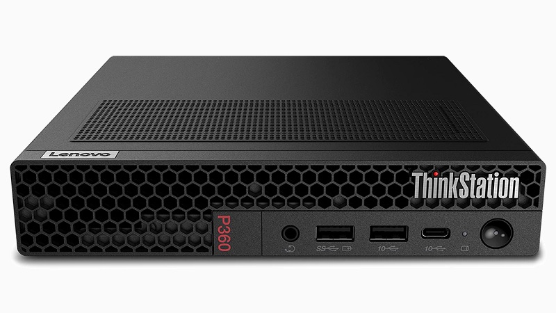 Lenovo ThinkStation P360 Tiny 横置き正面