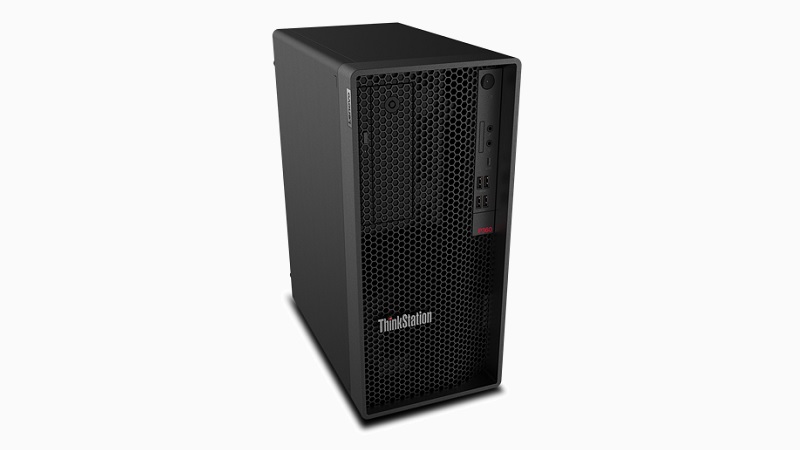 Lenovo ThinkStation P360 Tower 左斜め前上から