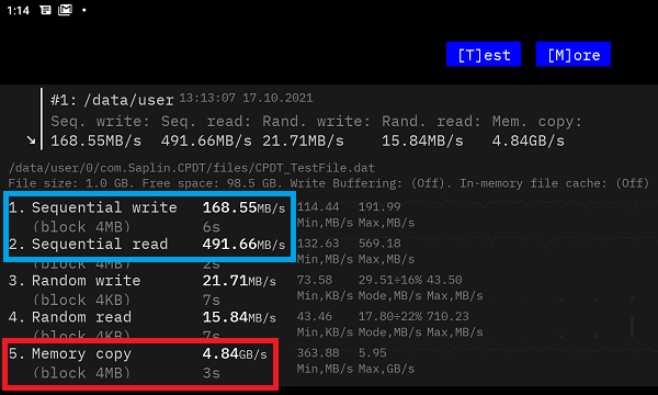 Tab P11 Proのメモリとストレージのシーケンシャル速度