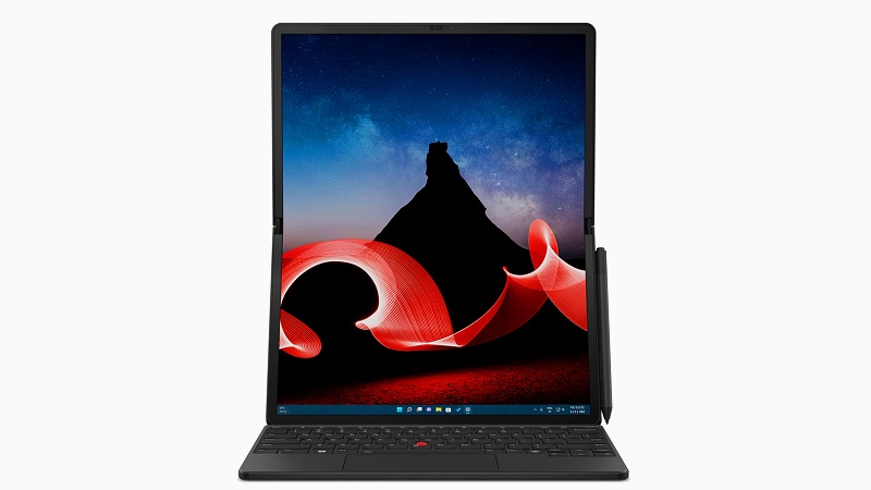 Lenovo ThinkPad X1 Fold 16.3型 縦置きでキーボードを接続