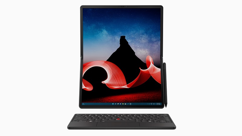 Lenovo ThinkPad X1 Fold 16.3型 縦置きでキーボードを離して使用