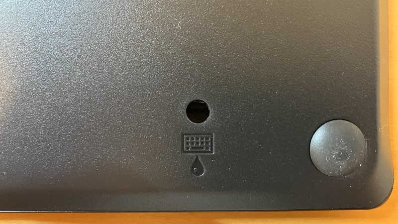 Lenovoワイヤレスキーボードのスタンド 防滴マーク