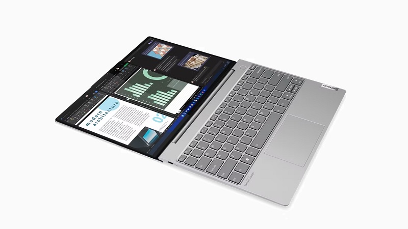 Lenovo ThinkBook 13x Gen 2 ディスプレイを180度開いた状態