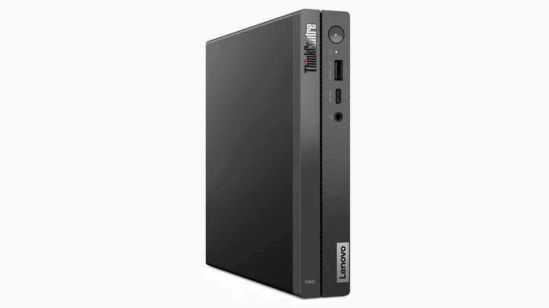 Lenovo ThinkCentre neo 50q Tiny Gen 4 縦置き　左斜め前から