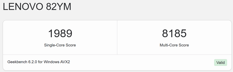 Lenovo Yoga 7 Gen 8 14型 AMD Geekbench 6計測結果