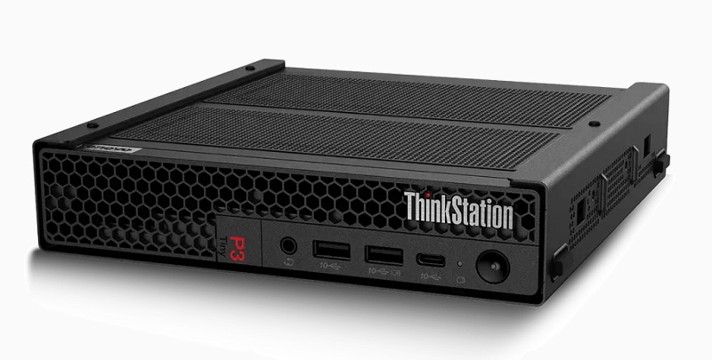 Lenovo ThinkStation P3 Tiny 右斜め前から