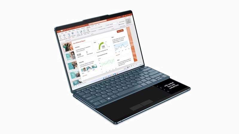 Lenovo Yoga Book 9i Gen 8 キーボードをセカンダリーディスプレイの上において使用