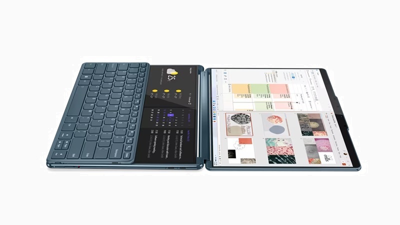 Lenovo Yoga Book 9i Gen 8 ディスプレイを180度開いた状態