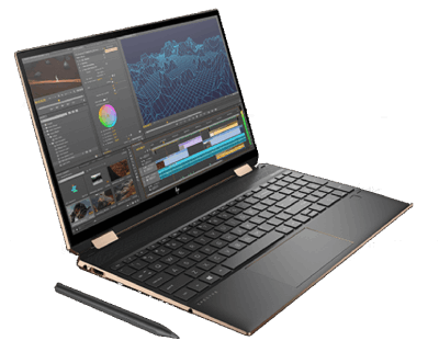 HP Spectre x360 15の外観・画像編集ソフトを使っているところ