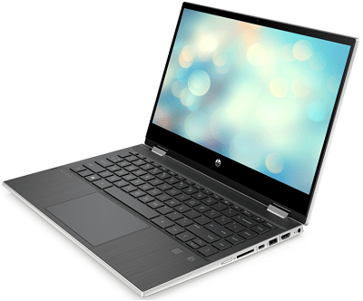 HP Pavilion x360 14-dw0000の外観・右斜め前から