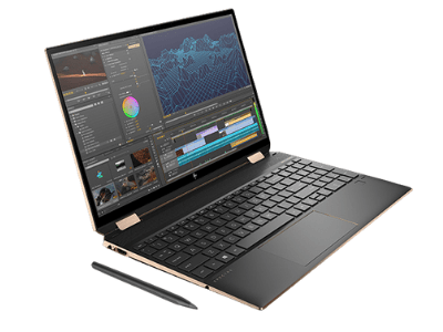 HP Spectre x360 15の外観　付属のアクティブペン付き