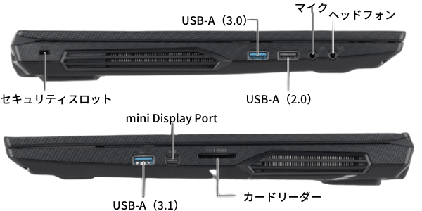 G-Tune E5の側面インターフェイ