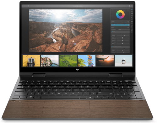 HP Envy x360 15-ed1000(インテル)ナイトフォールブラック＆ウッドカラー　正面